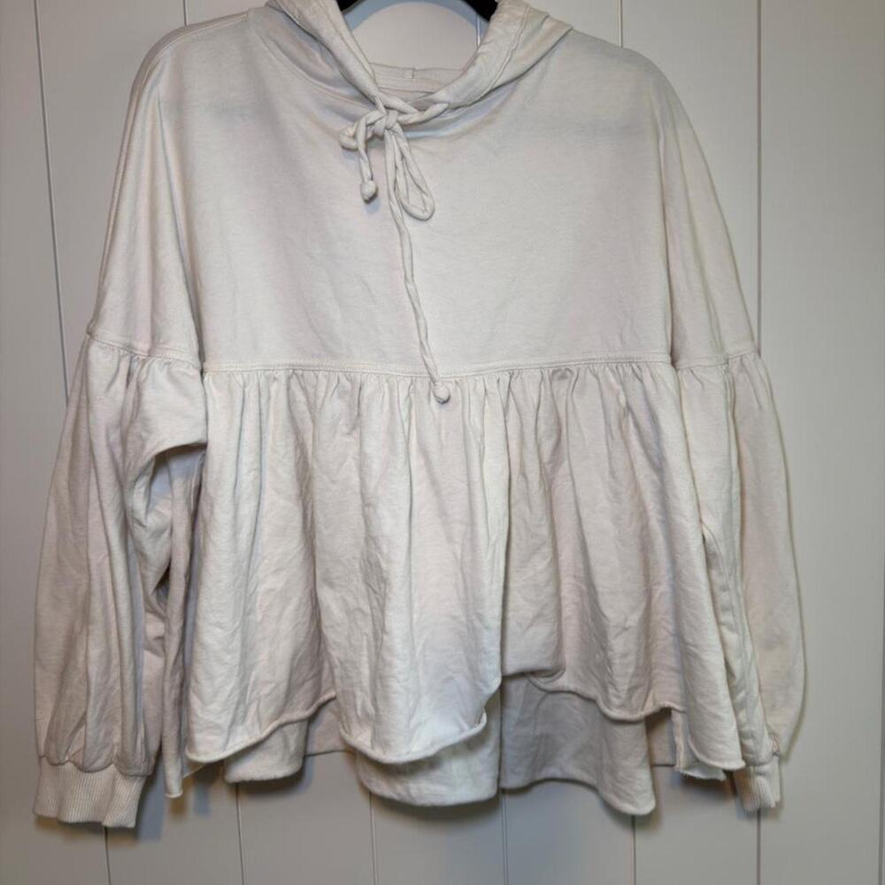 Aerie white hoodie with ruffled